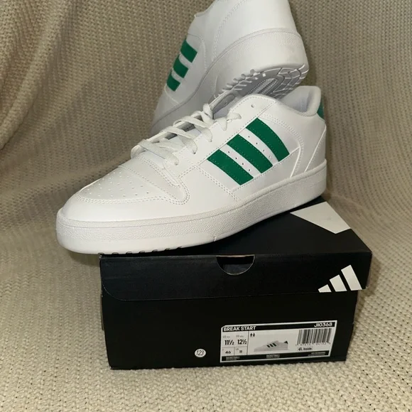 Adidas Break Start Basketball Shoes in White w/ Green - Picture 3 of 5